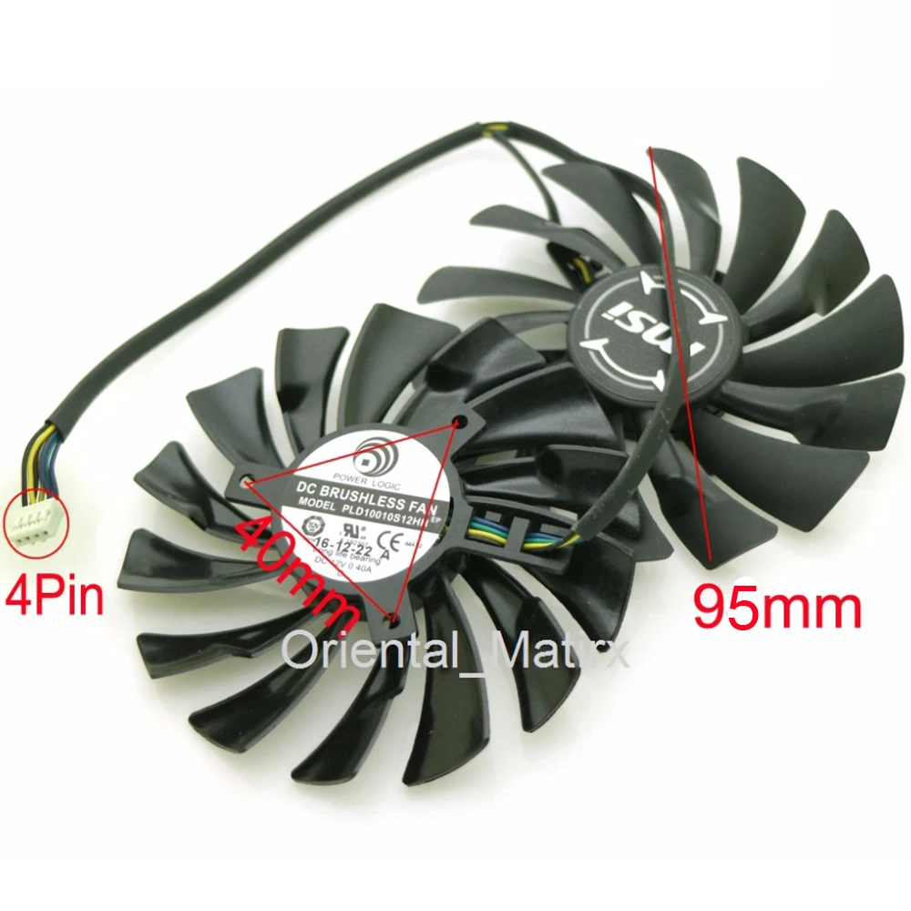 Бесплатная доставка 2 шт./лот PLD10010S12HH DC12V 0.40A 95 мм 4Pin для видеокарты MSI GTX1060 GTX1070|fan