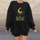 Винтажные женские свитшоты в стиле Харадзюку, женские свитшоты в стиле ретро с принтом Золотой Луны и короны, женская модель с открытыми плечами, уличная одежда, толстовки