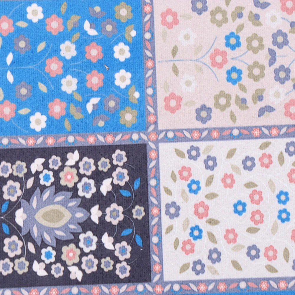 

2pcs Antiskid Door Mat Floral Printed PVC Skid Resistance Kitchen Bathroom Door Mat Carpet