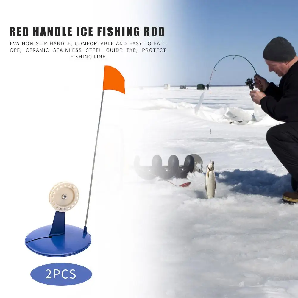 

2pcs Durable Ice Fishing Rod Flags Wear-resistant Outdoor Winter Ice Fishing Pole Tip-Up Flags River Lake Fishing Tackle Tool
