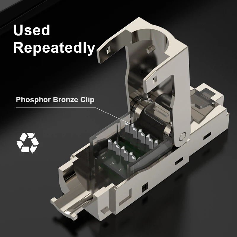 Разъем ZoeRax CAT8 /CAT7 /CAT6A Rj45 безинструментальный экранированный концевой разъем RJ45
