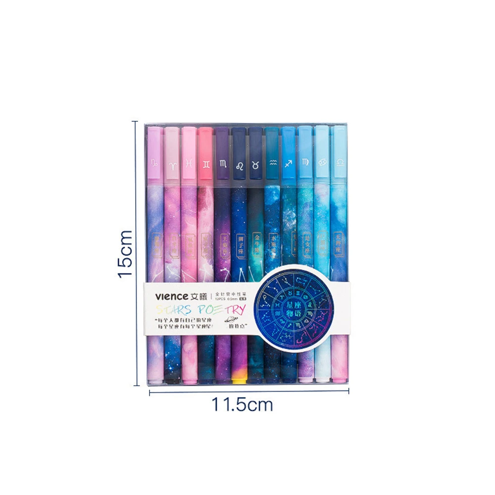 

12pcs/lot Twelve Constellation Gel Pen Set Cute 0.5mm Black Gel Pen Handle For School Office Supplies Stationery Writing Tools
