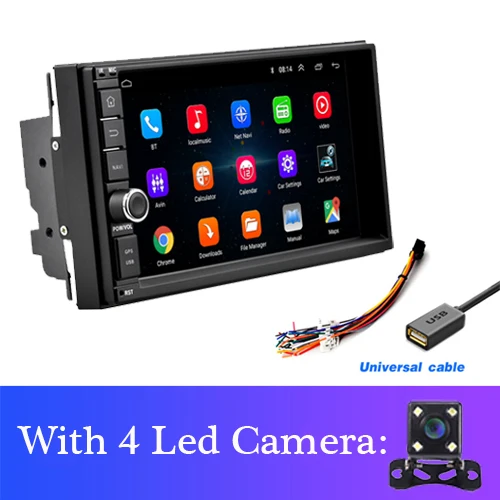With 4 Led Camera AMPrime 2 Din Car Radio 7" Android Car Multimedia GPS Navigation Bluetooth Touch screen Wifi Car Audio Stereo FM USB MP5 player - Цвет: With 4 Led Camera