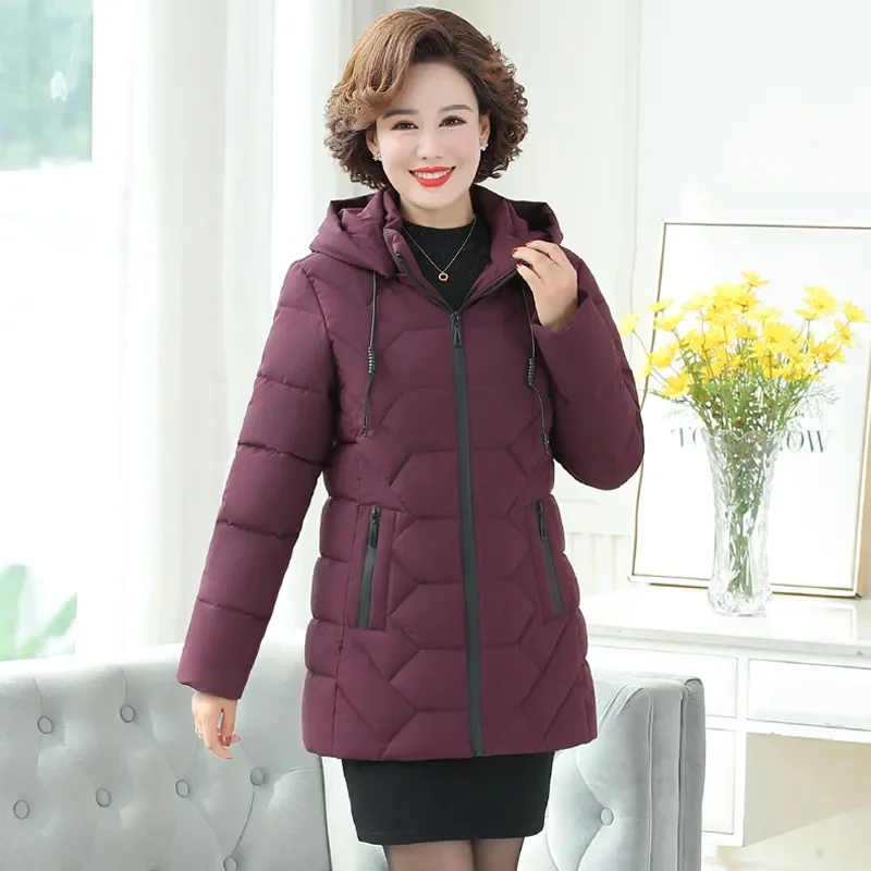 Winter Mother's Down Cotton Coat Women Middle-Aged And Elderly Women's Padded Jacket Mother Thick Coat With Hooded 2021New