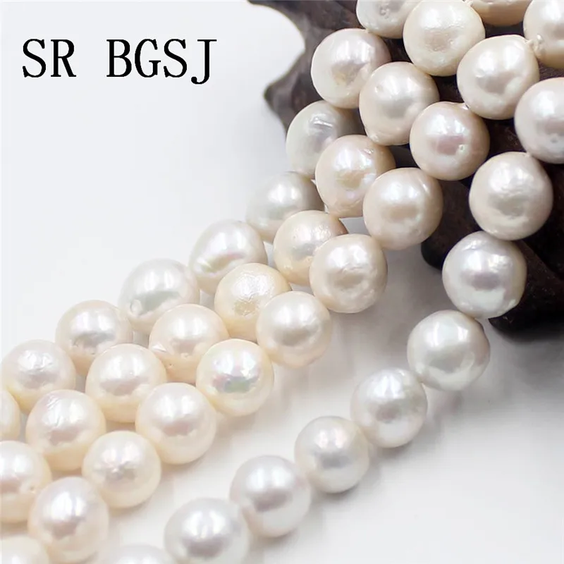

Free Shipping 9-10mm Edsion Natural White Color Freshwater Round Pearl Loose Beads Strand 15"