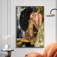 africa girl with golden wings wall art poster painting on canvas prints decorative abstract mural pictures for living room