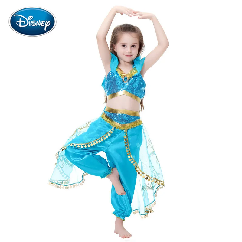 Disney Aladdin Jasmine Rapunzel Aurora Belle Ariel Cosplay Costume Child Party Dress costume two-piece For Girl Gift | Детская одежда и