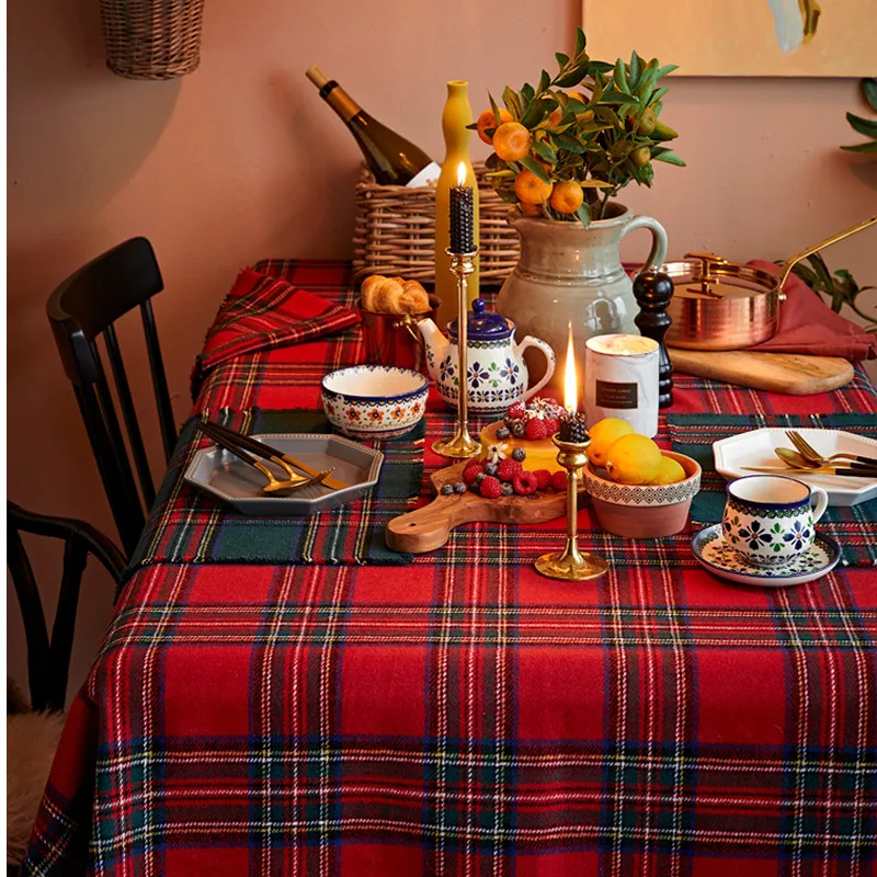 Вельш олень круглая Рождественская скатерть буйвола клетчатая акриловая шерсть