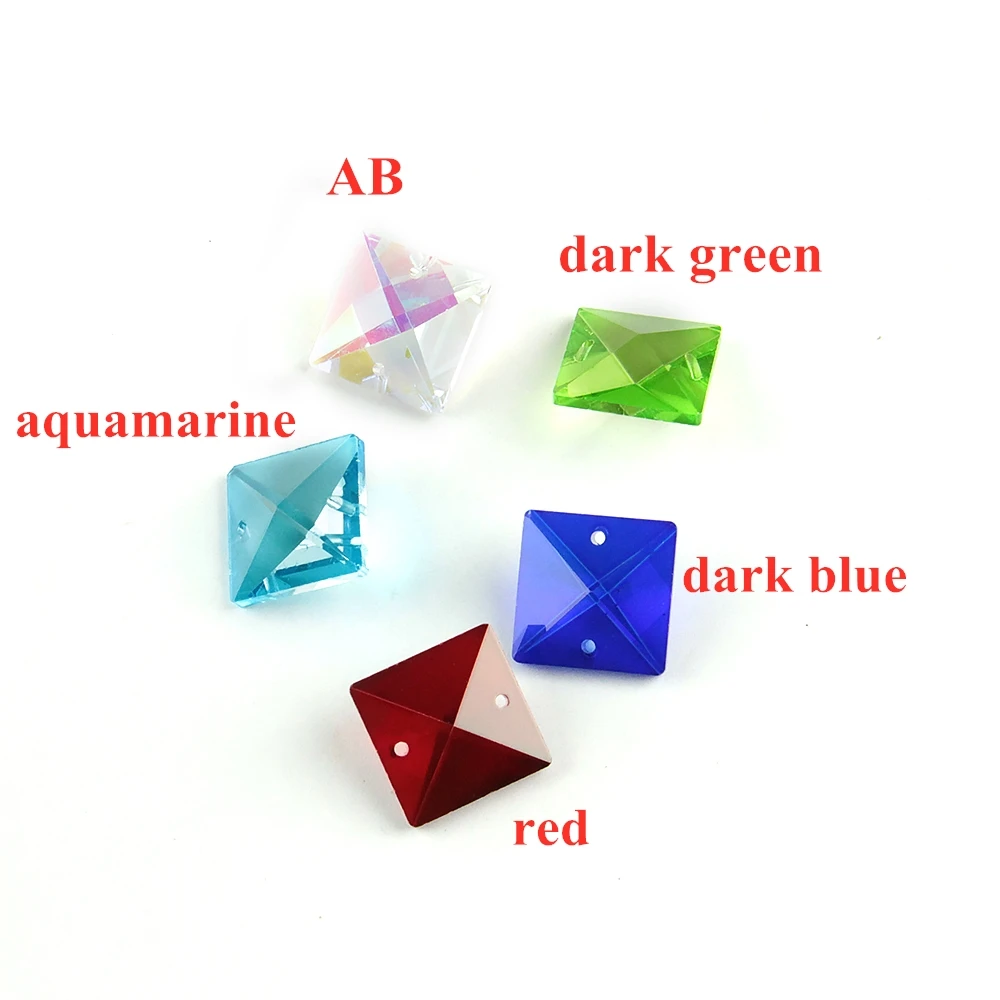 

14mm/16mm/20mm/22mm All Colors Crystal Square Beads In 2 Holes 50pcs For Home Decoration Accessories Crystal Curtain Beads