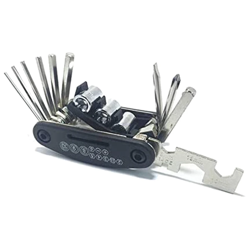 

16 in 1 Multifunctional Bicycle Repair Tool Kit with 3 Rods for Folding Tire Control Rod and Portable Bicycle Repair