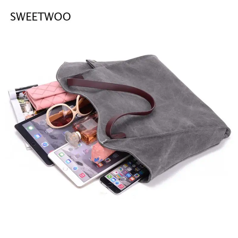 

Shopping Canvas Bags Fashion Women's Large Size Simple Retro Leisure Bag Lady Modern Casual Office Travel Shoulder Bags