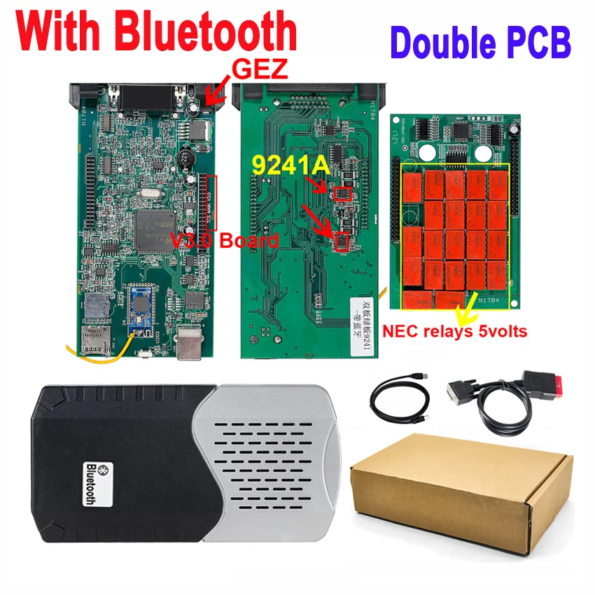Двойной PCB OBD2 сканер диагностический инструмент реле Usb VCI VD с Bluetooth для Delphis DS150 DS150E