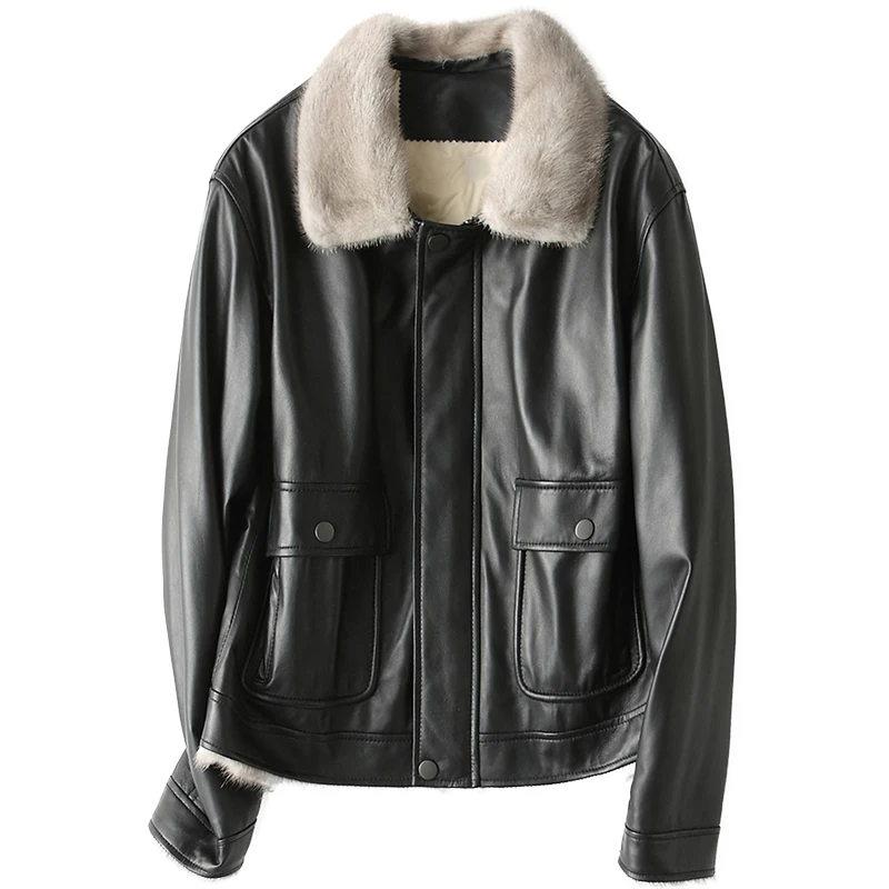 

Women Down Genuine Clothes Leather 2020 Winter Natural Mink Fur Jacket 100%real Sheepskin Coat Female Chaqueta Mujer 1901