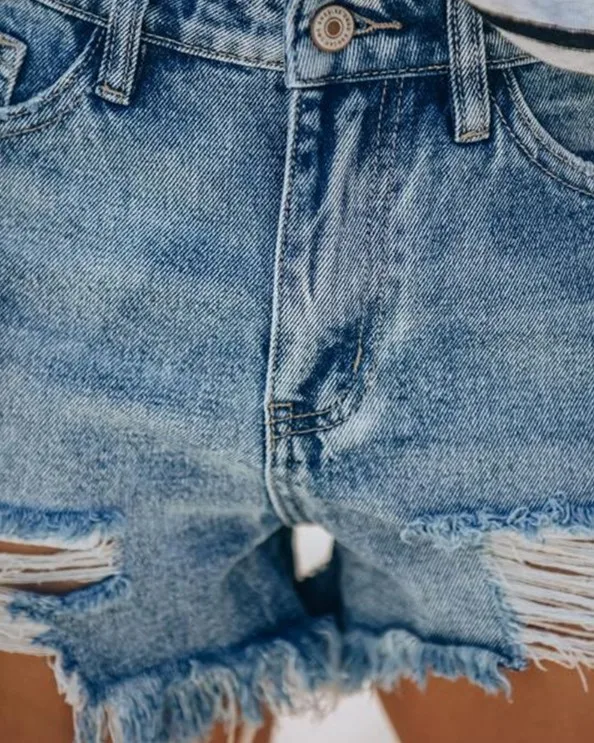

Popular summer 2021 loose buttons ripped fringed jeans shorts hot pants women jeans for women