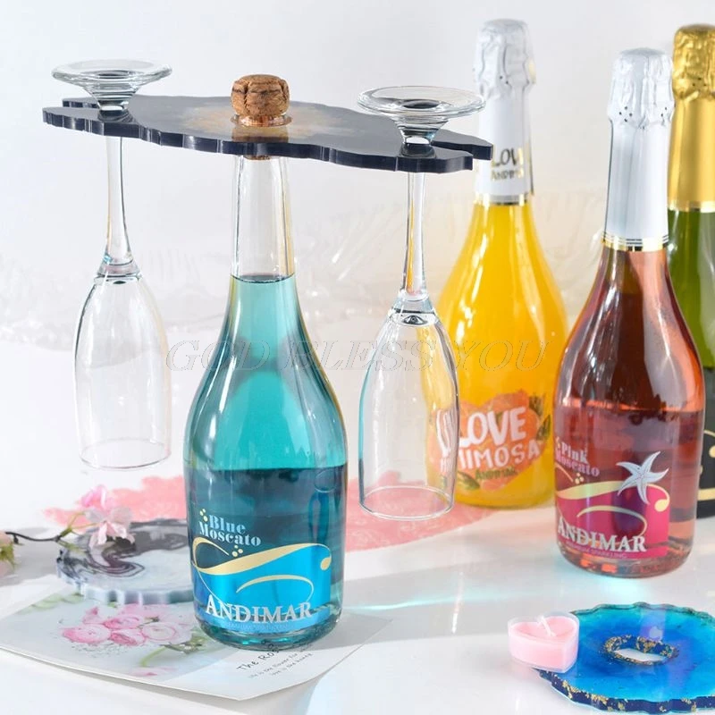 Держатель для винного стекла силиконовая смола полка бутылки стеклянный поднос