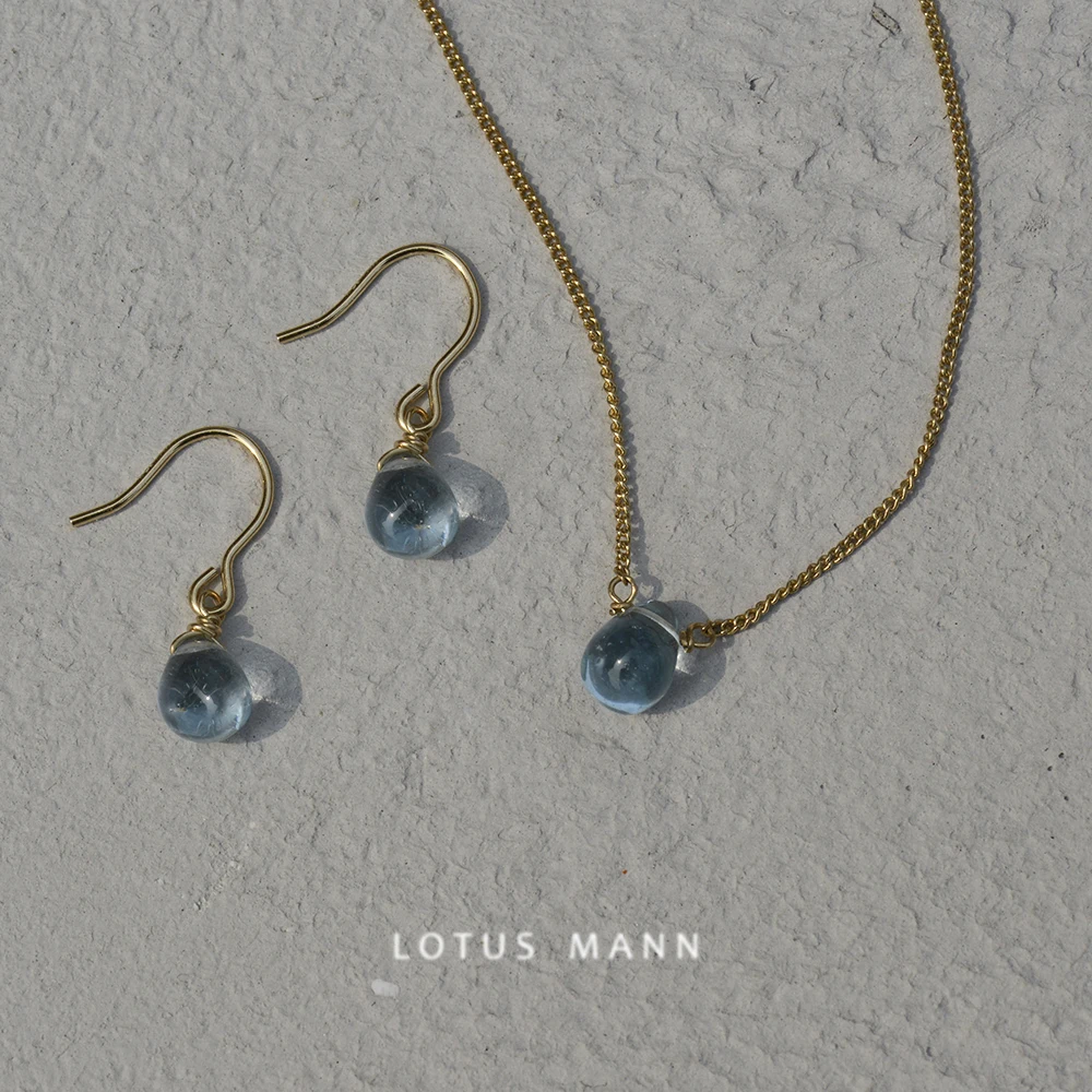 

Lotus Mann Mermaid Tears Clear Topaz 14K Simple Necklace