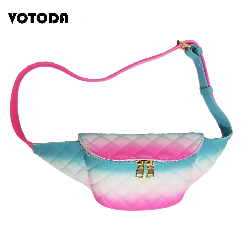 

Woman Fanypack Rainbow Jelly Pack Diamond Crossbody Bag Matte PVC Waist Packs Summer Ladies Shoulder Bag Outdoor Travel Handbag