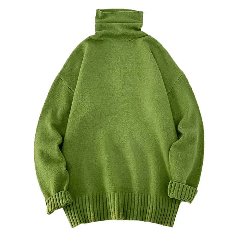 

Men turtleneck sweater student 2020 new autumn and winter Korean style loose male knitted tops teenage boy yellow gray green M47