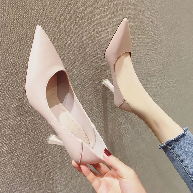 

Туфли женские на высоком каблуке, профессиональная обувь для работы, пикантные Туфли-шпильки с острым носком, черные, лето 2020