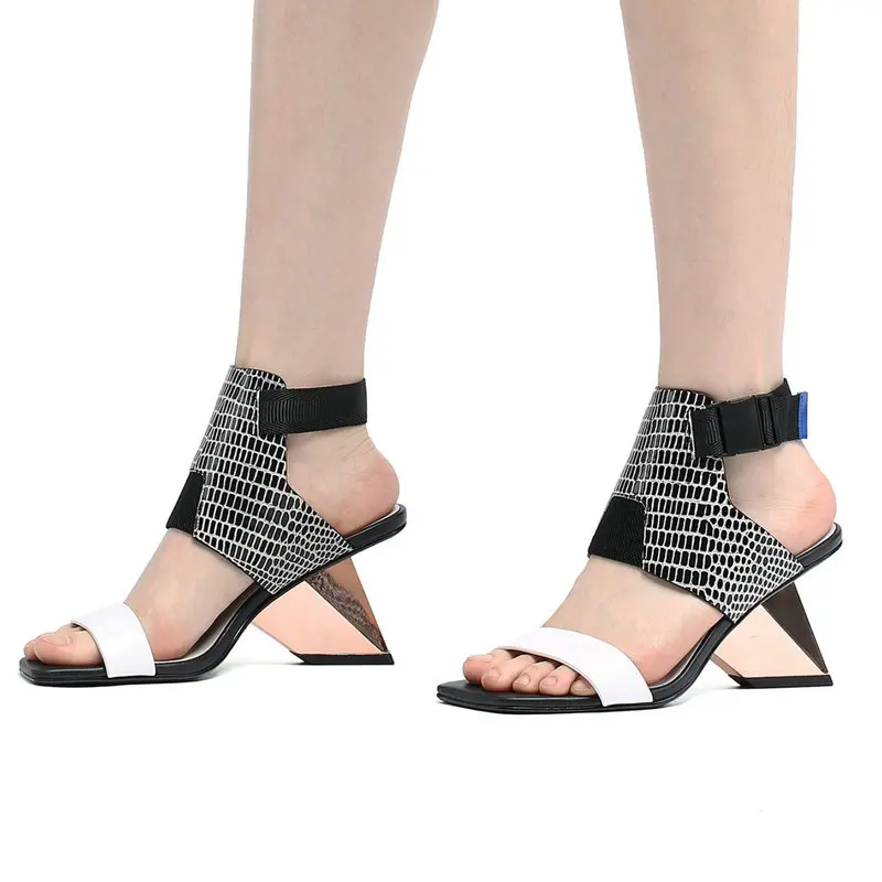 

2021 Fashion Summer Genuine Leather Women Sandals Punk Shoes Woman strange high Heels Sweet Wedding Party Female Pumps