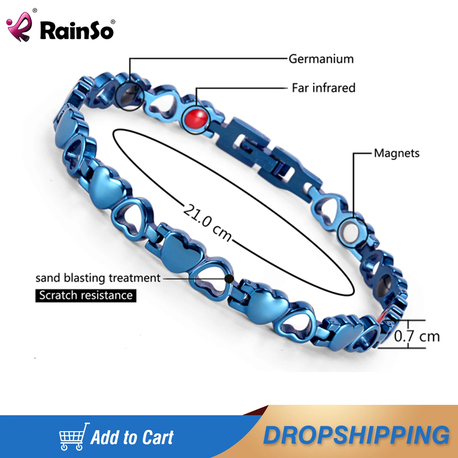 

Rainso 2019 Fashion Woman Bracelets Female Magnetic Bracelet Jewelry Wristband Germanium Health Bangle for Arthritis