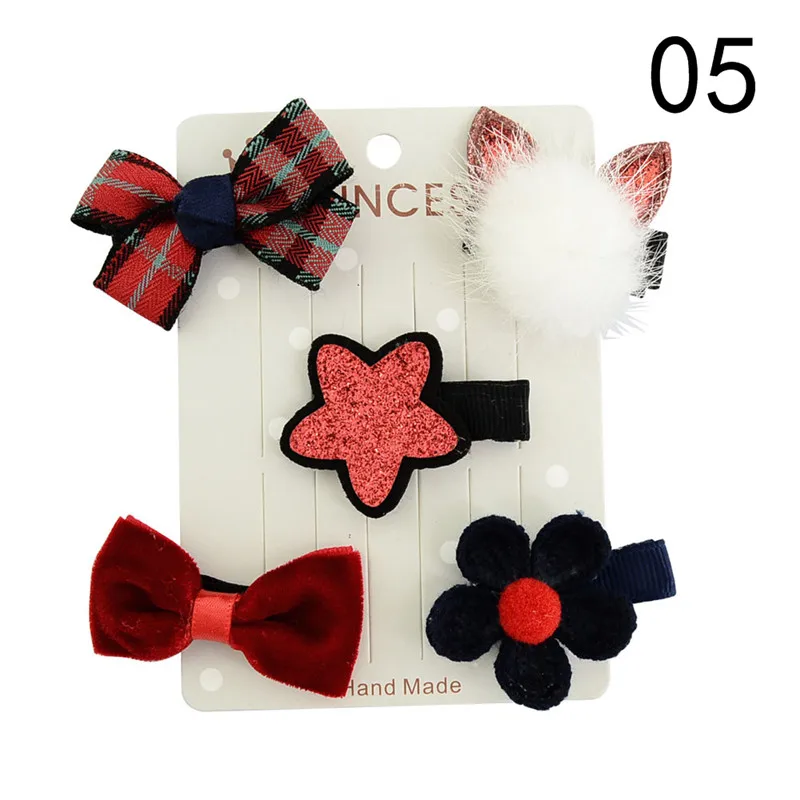 5 шт./комплект заколки для волос маленьких девочек мини-заколки с бантом и цветком