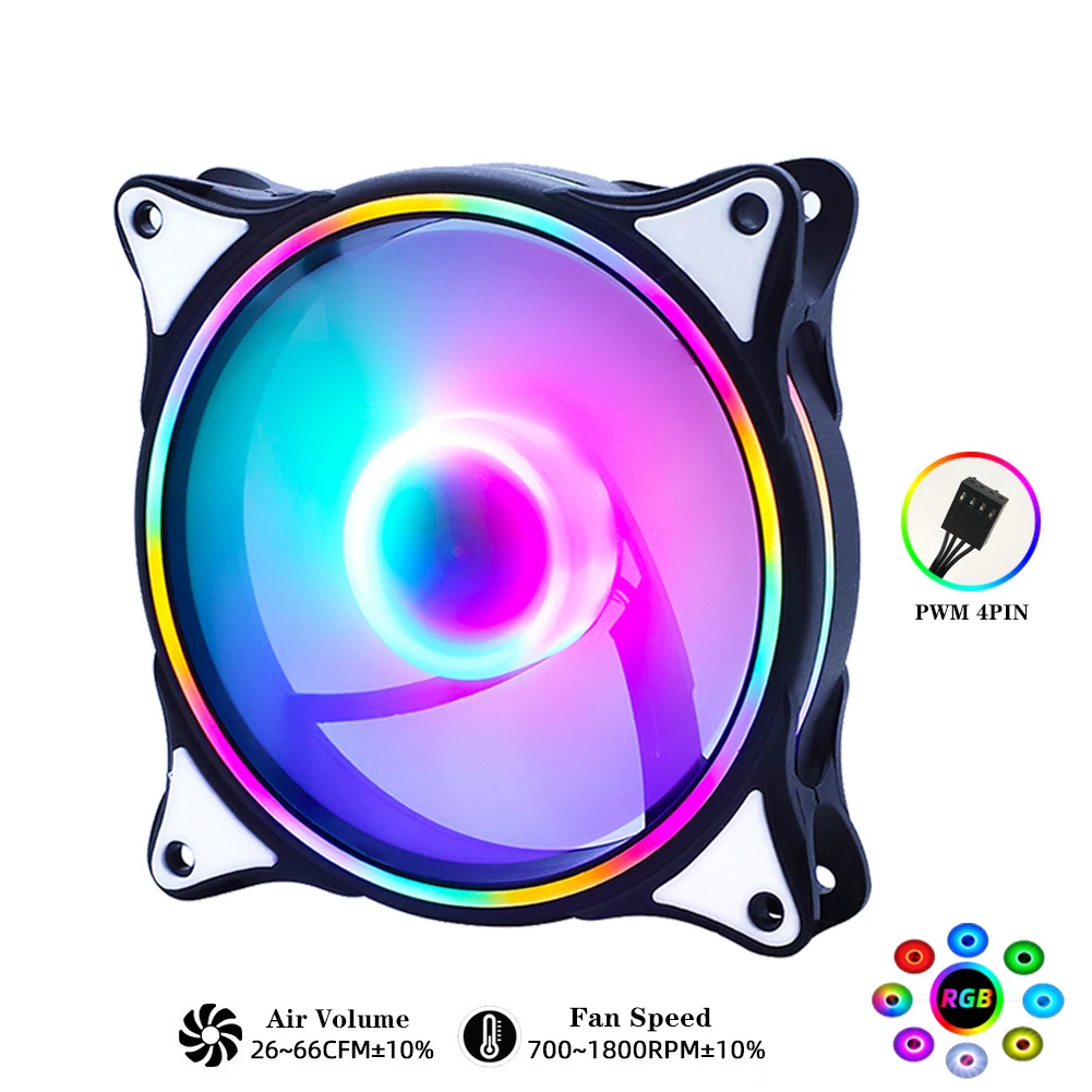 Wovibo RGB 120mm вентилятор PWM 4 PIN бесшумный Molex 4PIN для компьютера чехол Процессор