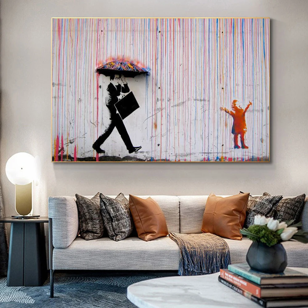 

Rain Graffiti Art Paintings on the Wall Art Posters and Prints Modern Street Art Canvas Pictures For Living Room Wall Decoration