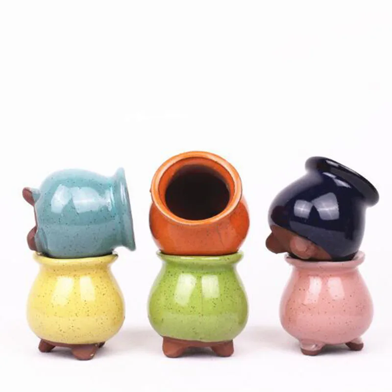 

Ceramic Plant Pot Mini Vase Desktop Pot Macaroon Fleshy Flowerpot Bonsai Decoration Gift For Home Garden