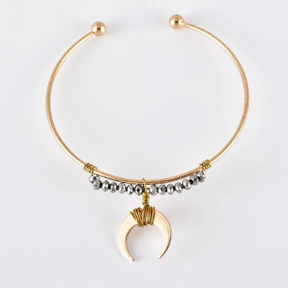 2019 Новая мода оболочки браслет для Женский из кристаллов Шарм полумесяц Винтаж
