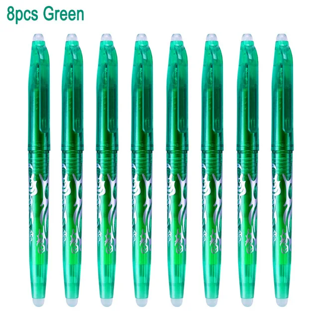 8pcs green DELVTCH 0,5 мм стираемые костюм гелевая ручка синий/черные чернила магия стираемую заправки и ручки Комплект для школы и офиса пишущих инструментов студент S - Цвет: 8pcs green