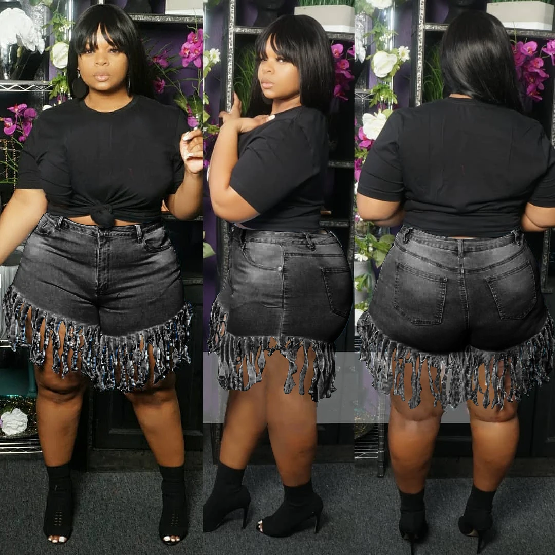 

Summer Women's Shorts Streetwear Straight Casual Short Jeans Denim Shorts Tassel Sexy Plus Size Jeans Dropshipping Wholesale
