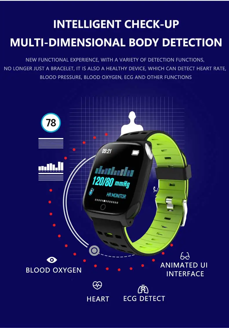 KSUN KSS719 Смарт-часы, браслет, спортивные фитнес-часы, кровяное давление, пульсометр, напоминание о звонках, Android, шагомер, Смарт-часы