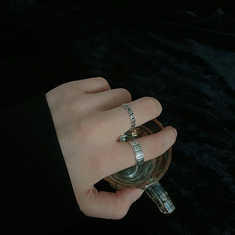 

Chinese Character Mahjong Stainless Steel Rotatable Ring Silver Color Ring for Men Women Punk Party Casino Fortune Jewelry