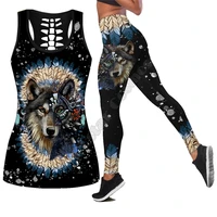 native wolf 3d all over printed legging tank top suit sexy yoga fitness soft legging summer women for girl 03