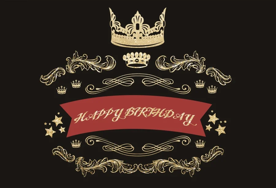 NZY01288 Laeacco Happy 18th birthday party Золотой плакат с короной портретный фотографический фон фотофоны фотосессия Photo Stuidio - Цвет: NZY01288