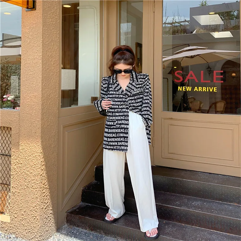 

2020 Autumn And Winter New Fashion Letter Suit Collar Shirt Female College Style Long Loose Long Sleeve All Match Shirt C464