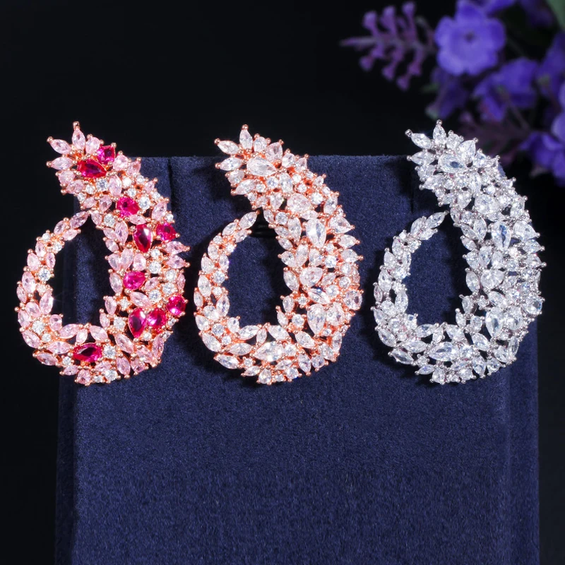 BeaQueen многоцветные серьги-гвоздики с фианитом большие симметричные серьги