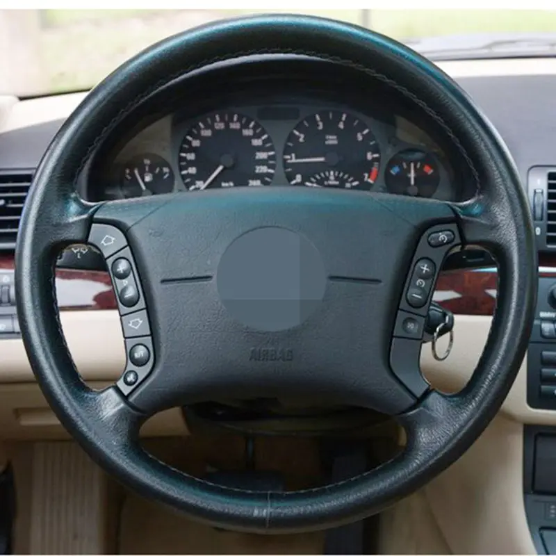 Black Soft Artificial Leather Hand-stitched Car Steering Wheel Cover for BMW E46 318i 325i X5 E39 E53 | Автомобили и мотоциклы
