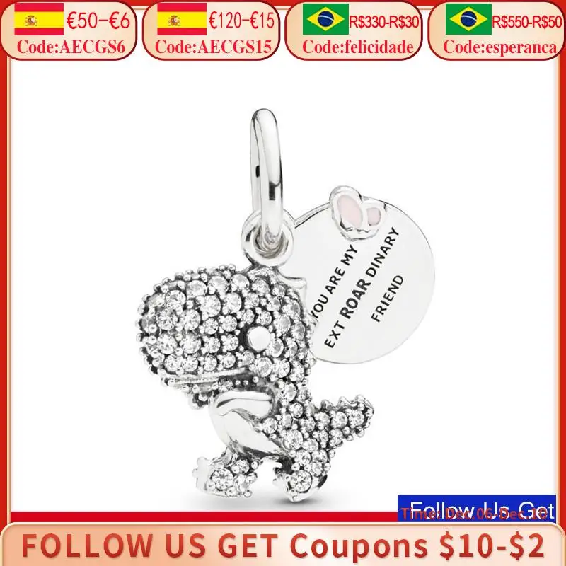 

CodeMonkey 100% 925 Sterling Silver Zircon-Set Baby Dinosaur CZ Beads fit Original 3mm Bracelets & Bangles DIY Jewelry 1543
