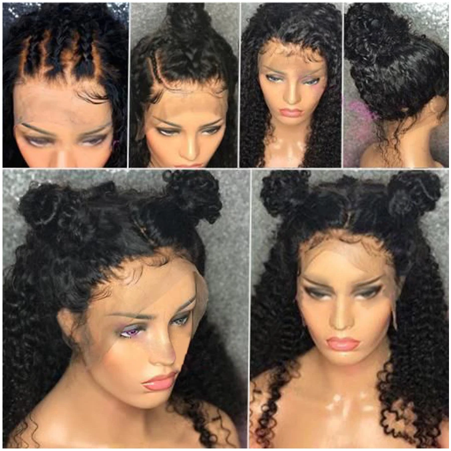 Предварительно выщипанные вьющиеся человеческие волосы парик бразильский Remy 13x6