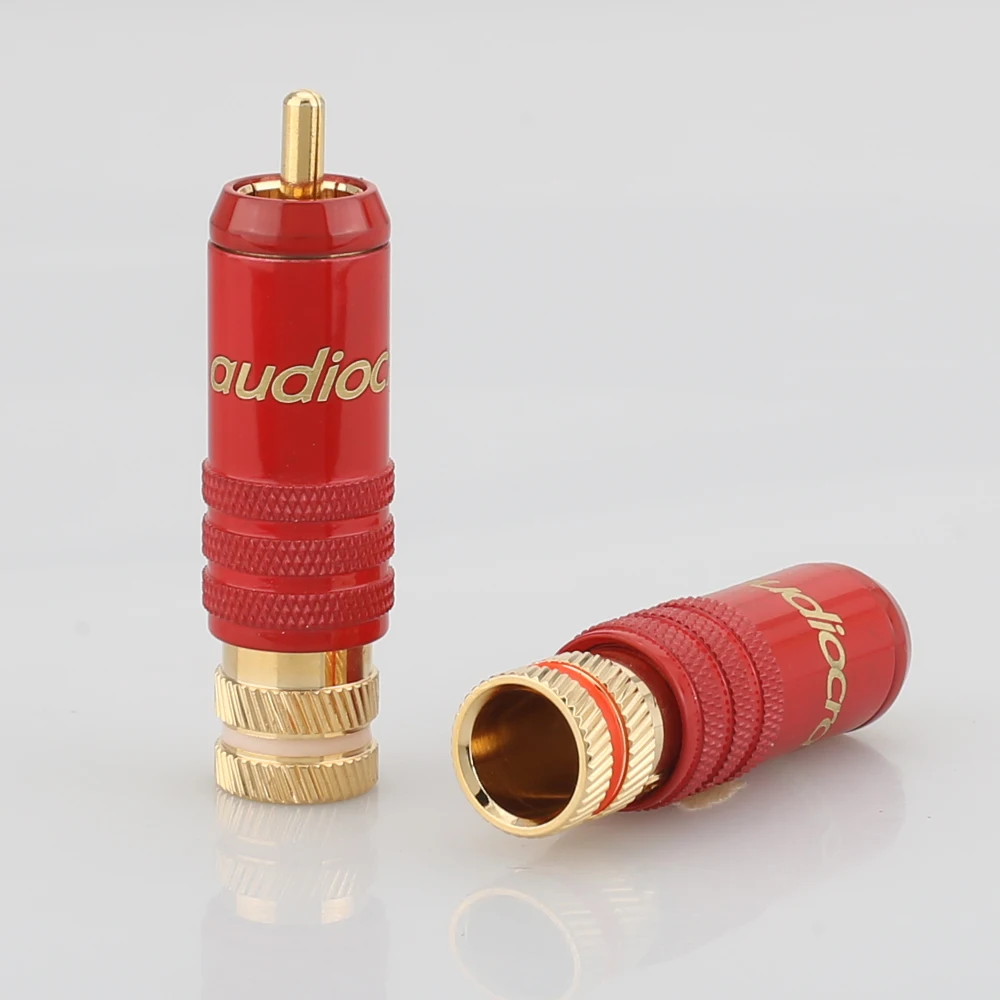 Audiocrast 4 шт. R001 позолоченный штекер RCA 24K адаптер усилителя звука соединитель для