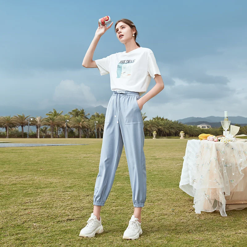 

SHZQ 2021 Summer New Design Top Loose Print White Short Sleeve T-shirt Women