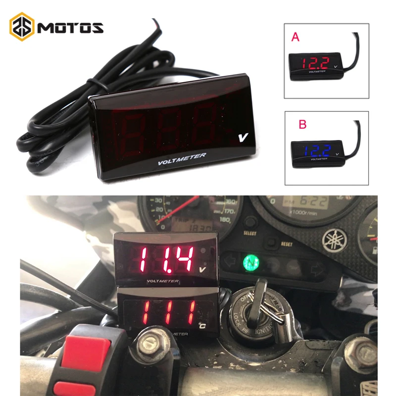 ZS MOTOS KOSO светодиодный цифровой дисплей мотоцикл мини измеритель напряжения вольтметр Вольт тестер панель для DC 12 В мотоциклы транспортных средств
