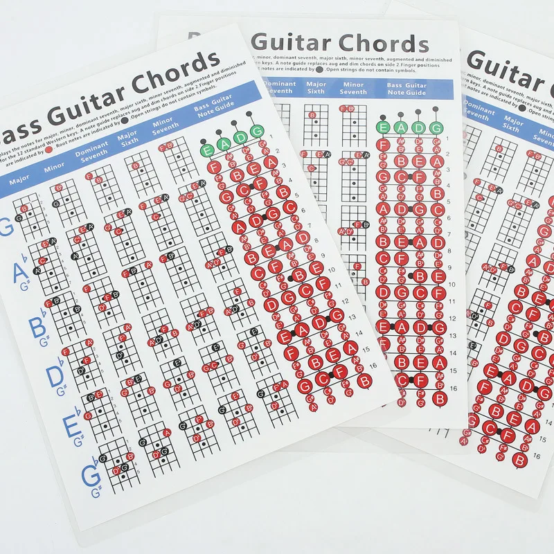Four-string Electric Bass String Spectrum Guitar Chord Paper Practice Music Score | Спорт и развлечения