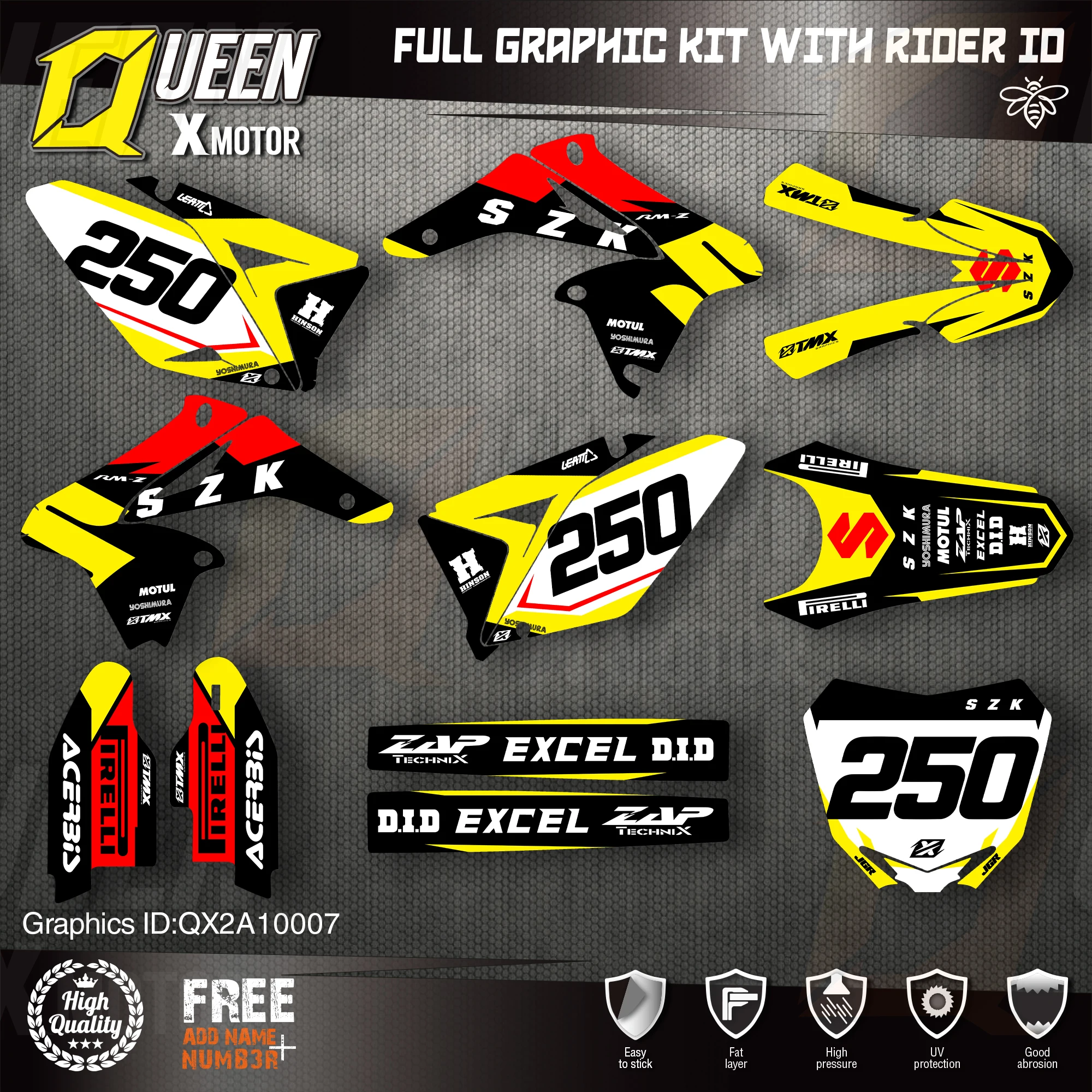 Queen X MOTOR Custom Team графические наклейки Набор наклеек для SUZUKI Decal 2010 2018 RMZ250 007|Наклейки