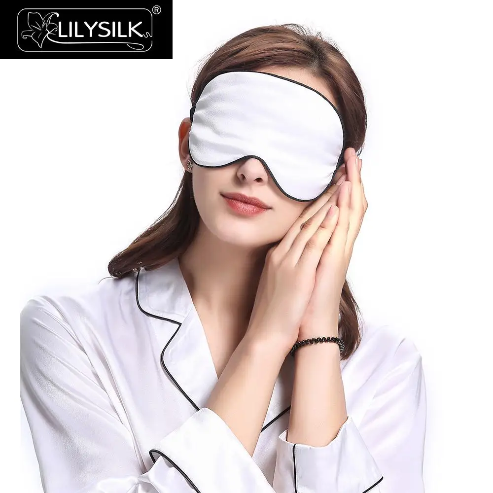Шелковая маска для глаз LilySilk сна с черной отделкой роскошный цвет случайный