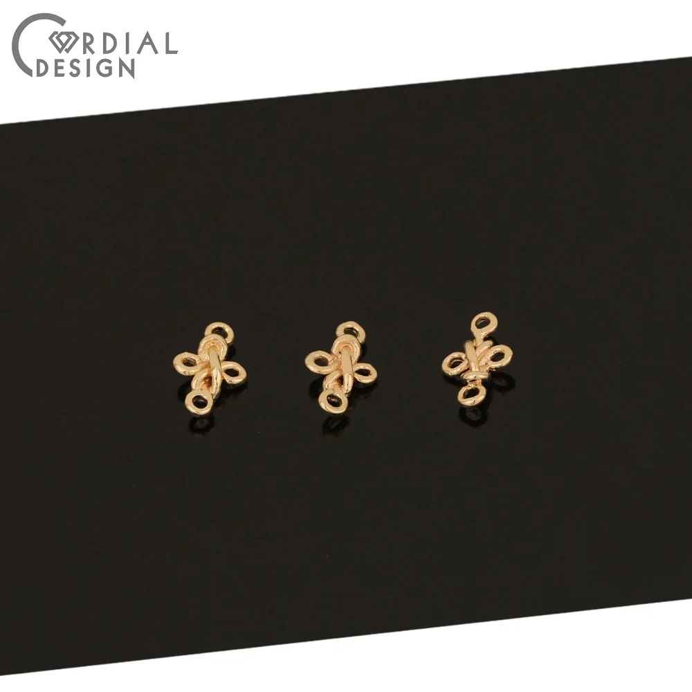 

Cordial Design 100Pcs 6*11MM Jewelry Accessories/Hand Made/Tie Knot Shape/Genuine Gold Plating/DIY Making/Earrings Connectors