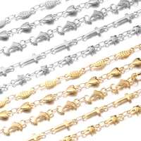 1mlot stainless steel gold link dolphin heart shape leaf chains necklaces for diy jewelry makings necklace bracelet anklets