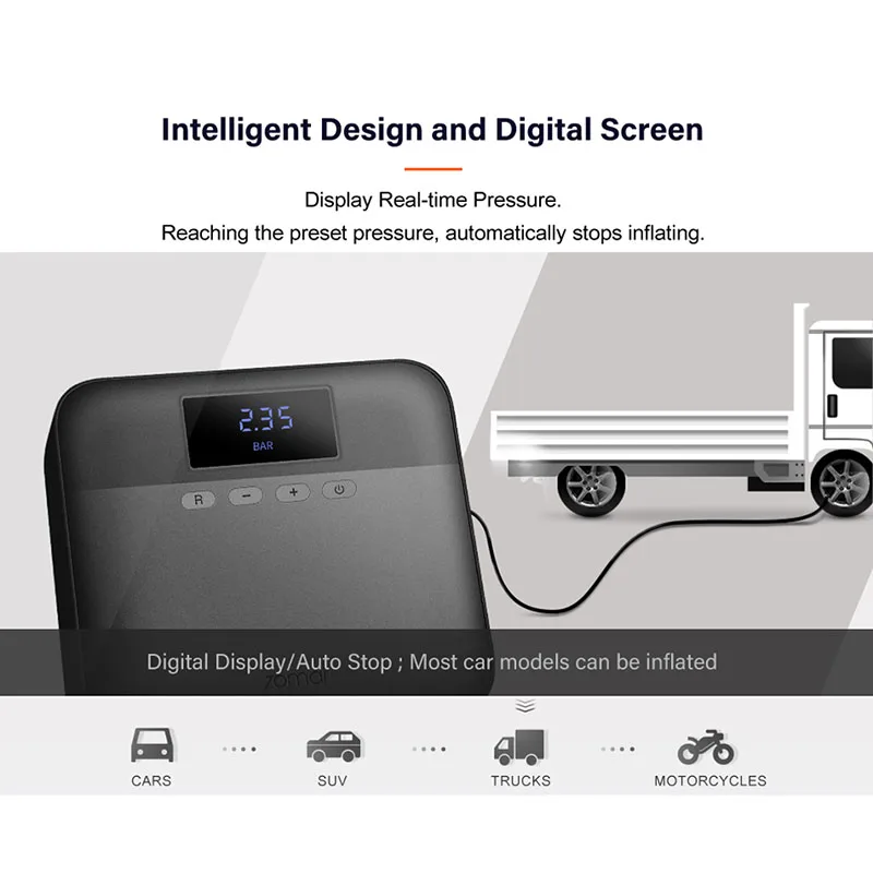Comprar Youpin Mijia-bomba De Compresor De Aire Portátil, Inflador De Neumáticos De 12V CC Con Pantalla Digital De Presión Automática Para Bicicletas Y Coches